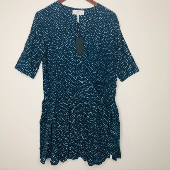 One Teaspoon Starry Night Wrap Mini Dress Tiny Polka Dots Navy Blue White Large - Picture 1 of 14